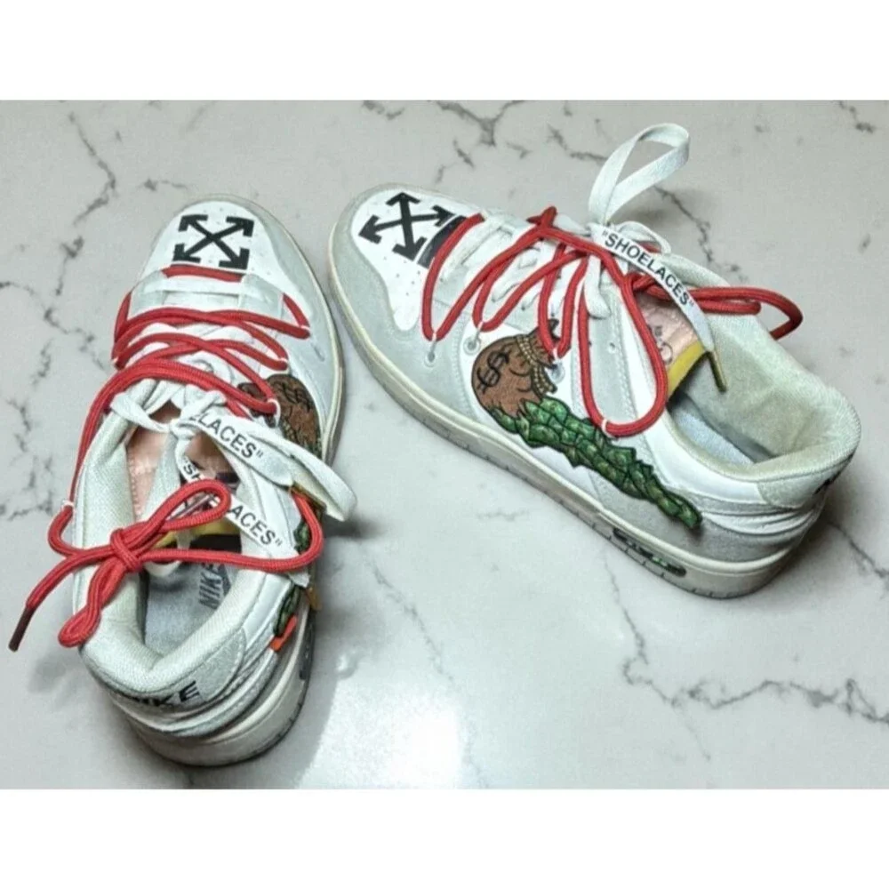 Customized Money Dollar Bill Nike White Dunks lot 01 50